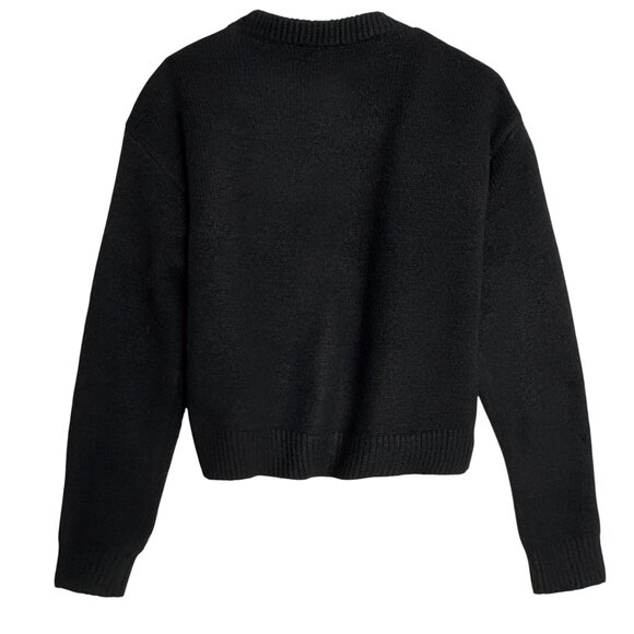 HAZEL MOON KNIT BLACK TEDDY BEAR CARDIGAN ICONIC TRENDING FALL FAVORITE MEDIUM - Picture 3 of 5